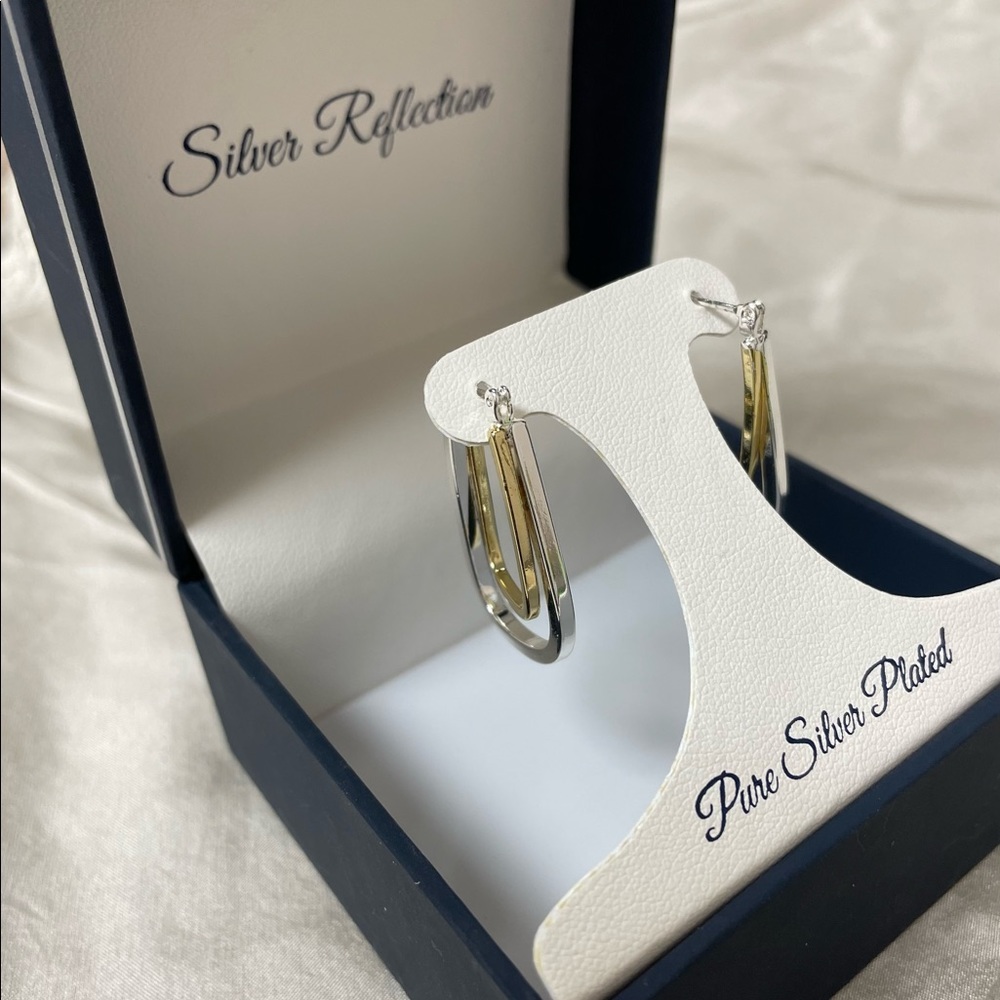 Silver Reflection Pure Silver Plated Hoop Earrings in Gold and Silver